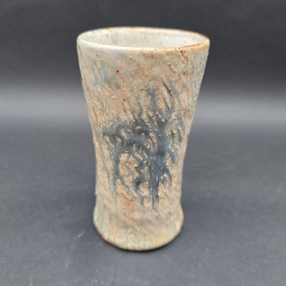 Johanna Jo Severson Studio Pottery Ceramic Tumbler Signed Earth Tone Vase 4.5"